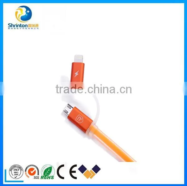 REMAX 2 in 1 8 Pin Light Cable USB Charger Sync High Speed Data Cable for IPhone and Micro photo-5