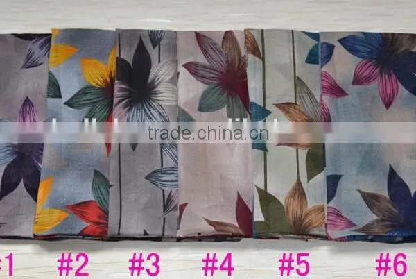 High Quality Large Elegant Flower Printing Encrypt Polyester Voile Scarf for Women photo-6