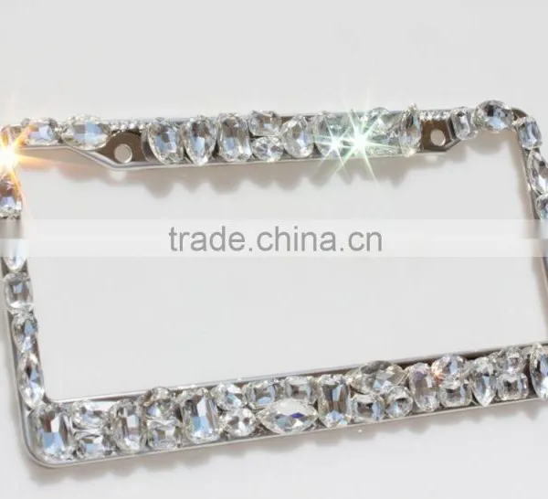 Luxury Diamond Rhinestone License Plate Frames Custom Clear Crystal License Plate Frame photo-2