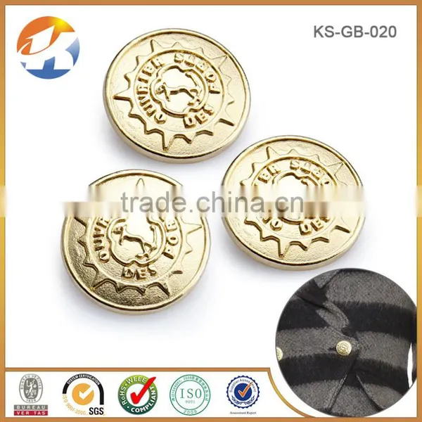 Gold Embossed Logo Custom Metal Sewing Button photo-3
