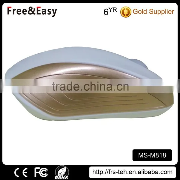 Beige USB Desktop Golden Color Wired Mouse photo-2