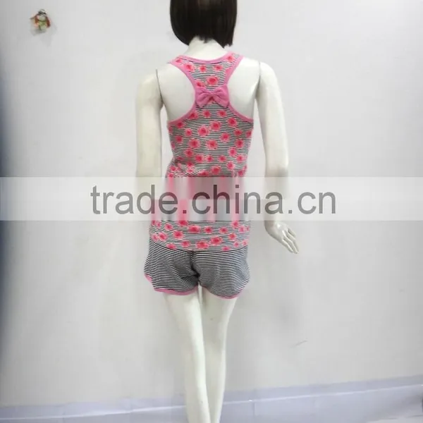 Personality Flowers Stripe Sleeveless Pajamas Women photo-4