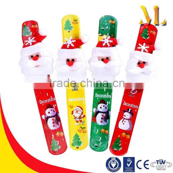 MLCB06 Mix Designs Colorful Band Snowman Printing Christmas Designs Slap Bracelet