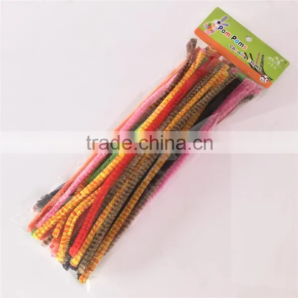 China Factory Supply DIY Crafts 0.8*30cm Colorful Striped Pipe Cleaners Toys for Kids photo-2
