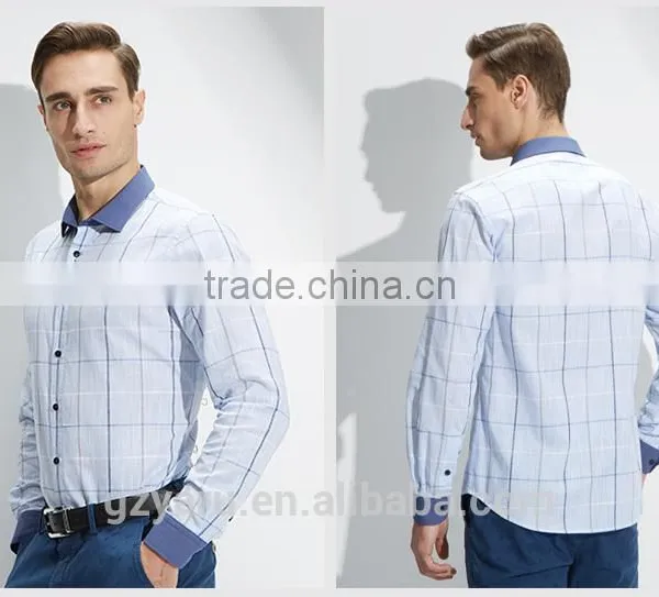 Men's Latest Business Cotton Linen Comfortable Gentlmen Long Sleeve Plaid Shirts photo-2