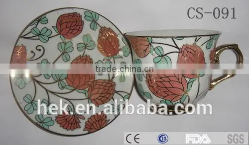 Flower Decorate Custom Printed Ceramic Tea Cup and Saucer photo-2