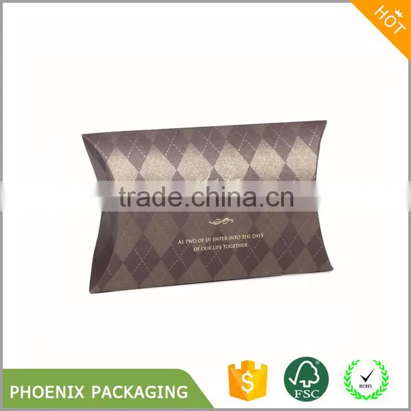 Kraft Paper Pillow Box With Hot Stamping in Gold photo-2
