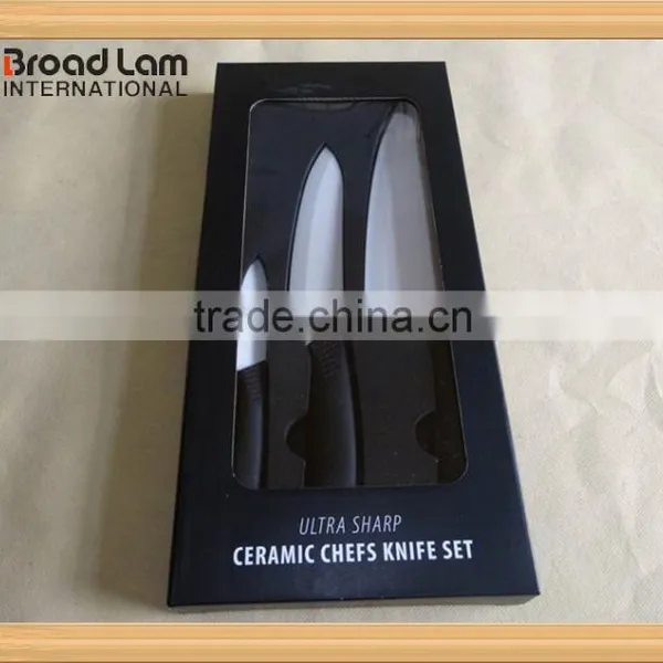 Ultra Sharp 3pcs Ceramic Chefs Knife Set White Blade 3"+6"+8" Kitchen Knives in Window Gift Box photo-2