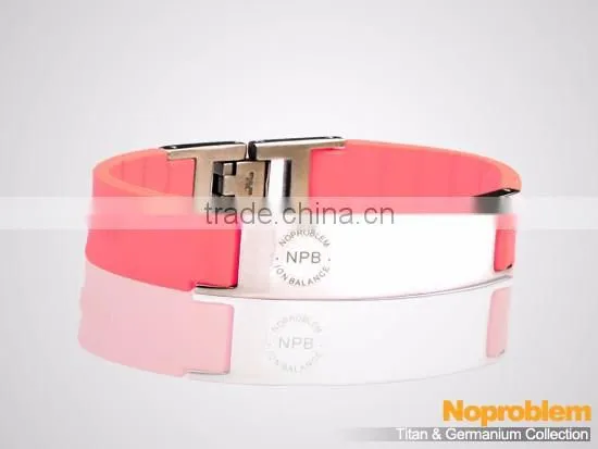 Noproblem P071 FDA Tourmaline Germanium Stainless Steel Energy Sports Fashion Magnetic Charm Silicone Bracelet photo-5