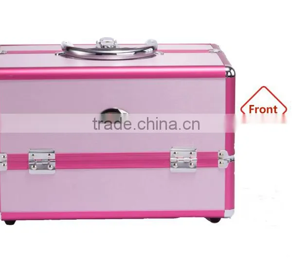 Sunrise Essential Pro Aluminum Makeup Train Case With Rolling Tray and Lock Pink Purple Colors photo-3
