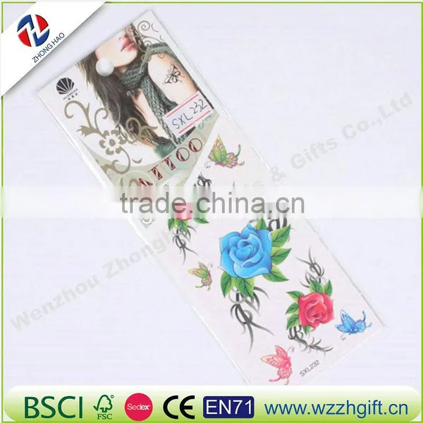 2016 New Diy Eco-friendly Rose Flower Tattoo Sticker With Full Color photo-3