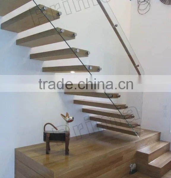 Prefabricated Wood Stairway, Staircase Stringer, Inside Glass Stairs photo-2