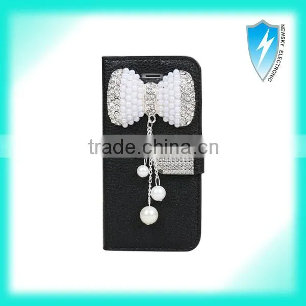 Flip Style Bling Diamond Good Leather Magnetic Case Cover For Iphone 5 photo-5