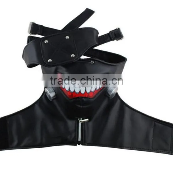 Hot Sale PU Anime Mask With Zipper Black Tokyo Ghoul Cosplay photo-4