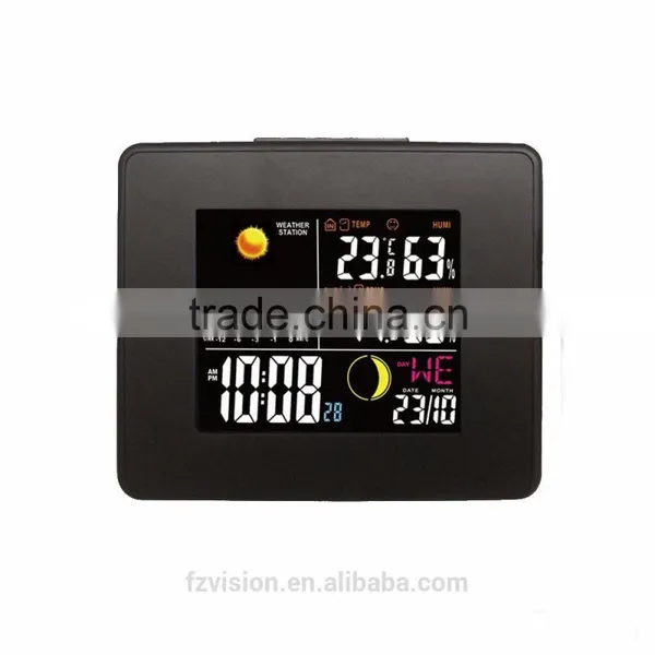 Durable RF Wireless LED Weather Station Clock Black With Backlight In/Outdoor Temperature Humidity With 3 Transmitters photo-2