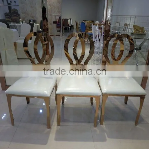 Latest Banquet Rose Gold Stainless Steel Dining Chair With Dinner photo-3