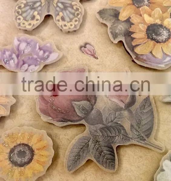 3D Elegant Lily & Sunflower & Butterfly Design Sticker, Decorative Glitter Sticker With Color Gems/Rhinestone photo-5