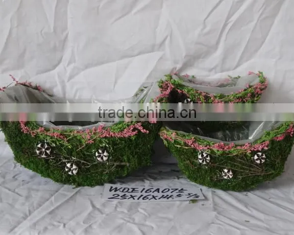 Decorative Moss and Sisal Flower Pot With Handle Material Moss,sisal, Grass,cornhusk photo-3