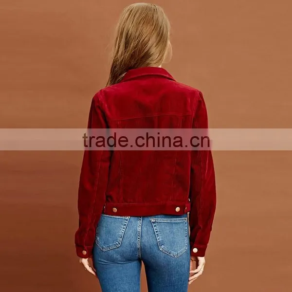 Fashion Woven Women Autumn Corduroy Jacket photo-3