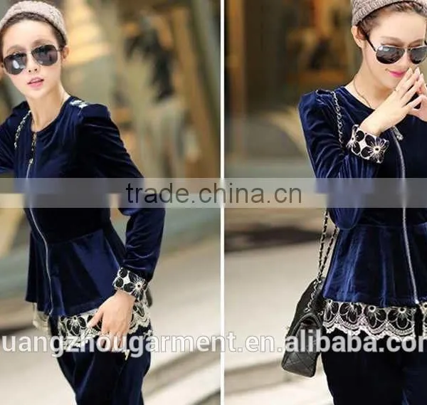 Fashion Women's Lace Ladies Velour Tracksuit photo-2