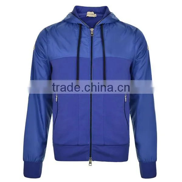 Cotton Polyester Mens Zipper Plain Royal Blue Hoodie photo-2