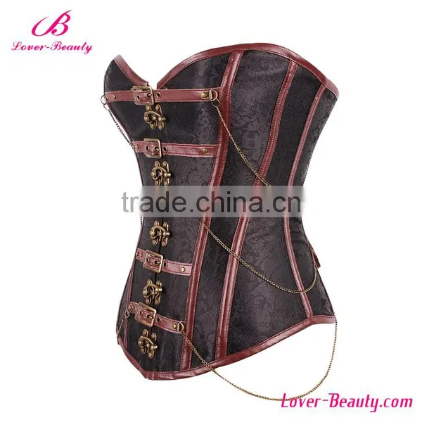 Cheap Brown Buckle up Women Steampunk Witch Corset photo-2