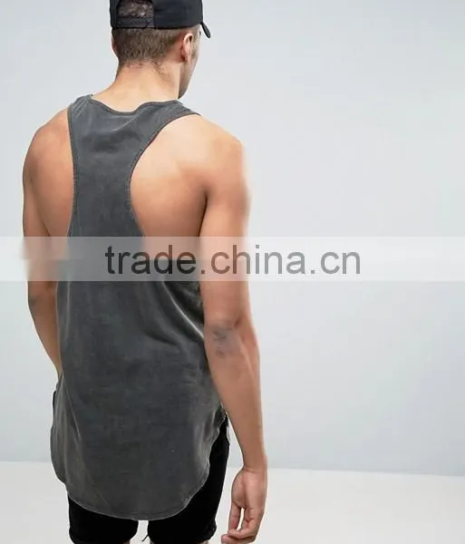 2017 Competitive New Design Custom Green Color Gym Wear Comfortable 65% Cotton 35% Polyester Fashion Men's Gym Tank Tops photo-2
