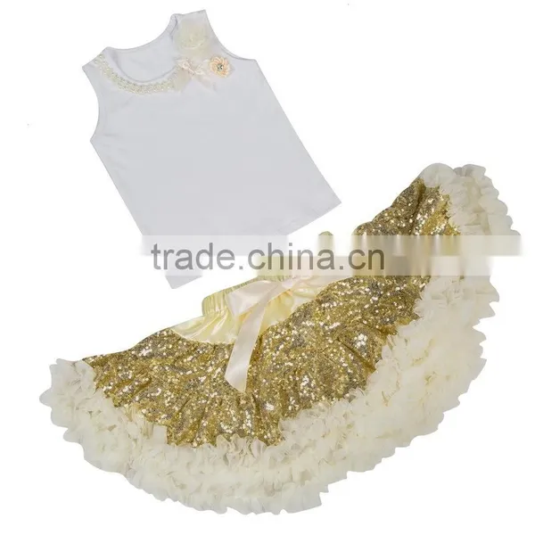 Princess Baby Girls Tops Designs Sequin Skirt Boutique Outfits for Baby Girl photo-2