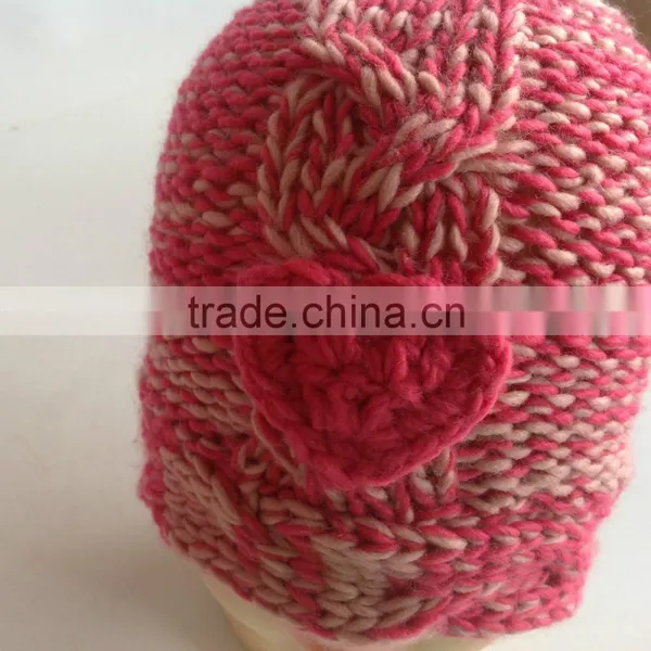 Computer Machine and Hand Made Red Lovely Girl's Fashion Cute Children Knitted Hats Factory photo-2