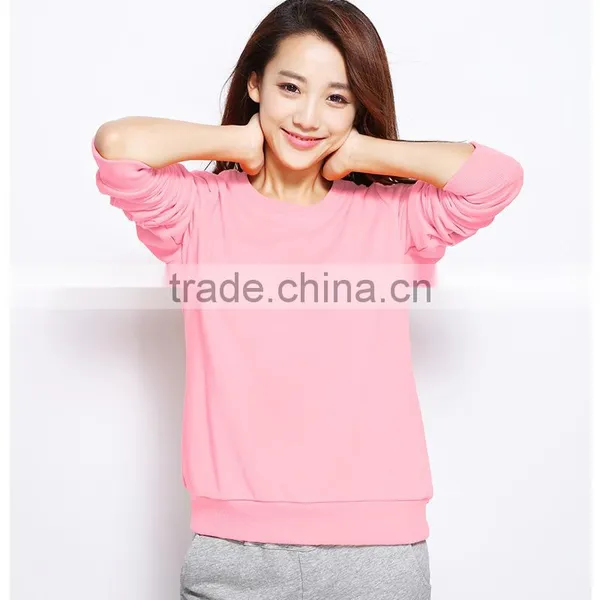 2016 Autumn Long Sleeve Round Neck Cotton Sweatshirt and Hoodies for Women Casual Pure Color Blank Sweatshirt for Women photo-6
