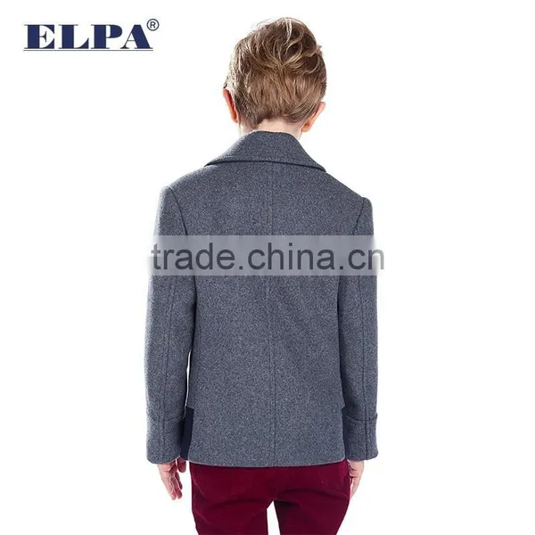 ELPA 2015 Style Double Breasted Wool Material Overcoat Short Style Warm Boy Gray Kids Winter Dress Wool Coat photo-2