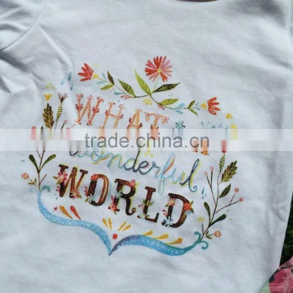 Girls Summer Outfits Baby Girls Boutique Clothing Girls Waht a Wonderful World Outftitsd Children Summer Clothing With Headband photo-4