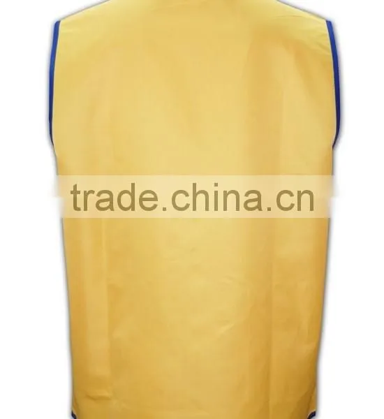 China Manufactory High Quality Front Open Yellow Stand Collar Work Vest photo-4