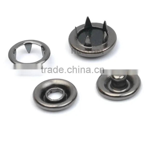 Metal Brass 12mm 4 Part Buttons Black Pearl Prong Snap Button Fastener Black Nickle / Gun Metal Color #333 photo-2