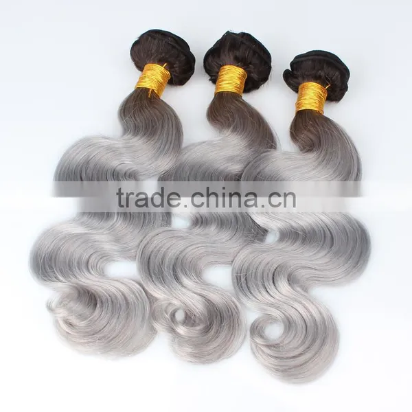 High Quality Wholesale Price 1B/grey Virgin Human Hair , Ombre Hair photo-6