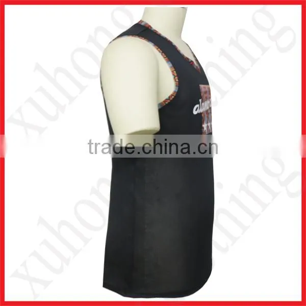 New Fashion O-neck Printing Black T-shirt Without Sleeves photo-2