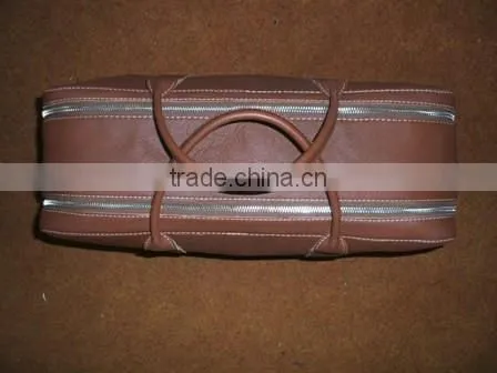 High Quality Genuine Cow Light Brown Leather Travel Briefcase Leather Bag photo-3