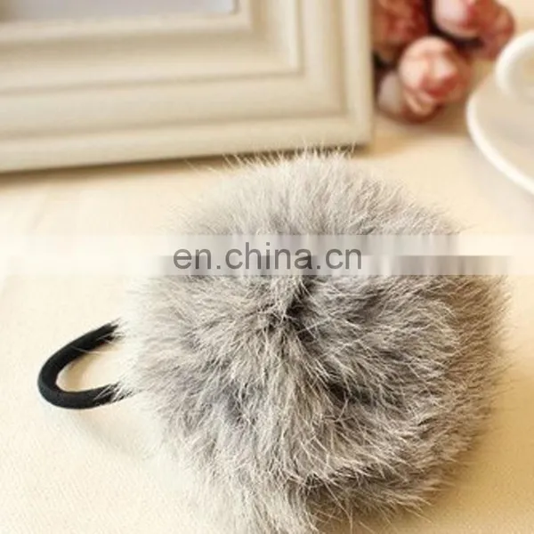 8cm Genuine Rabbit Fur Pompon Hairband Girl Lady Fur Pom Pom Elastic photo-2
