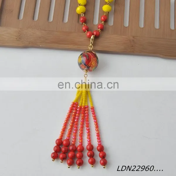 Latest Colours Ball And Beads With Antic Gold ChainNecklace photo-3