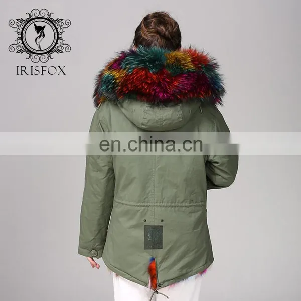 Hot Selling Warm Raccoon Parka Coat With Fur Hood Snow Real Fur Jackets