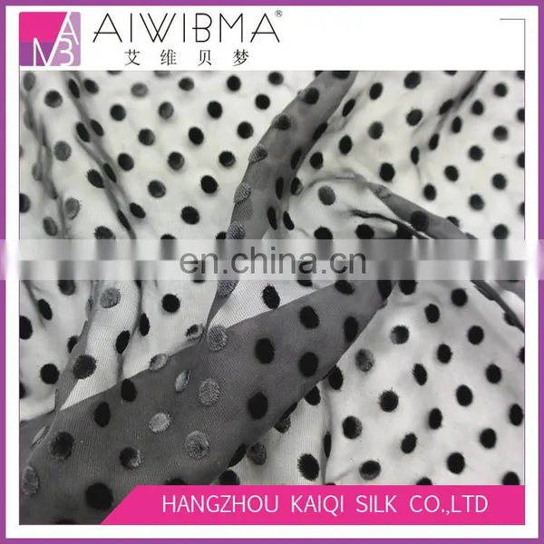 Plain Dyed Black Small Dots Design Silk Velvet Fabric Price Silk Rayon Velvet Burnout Fabric photo-2