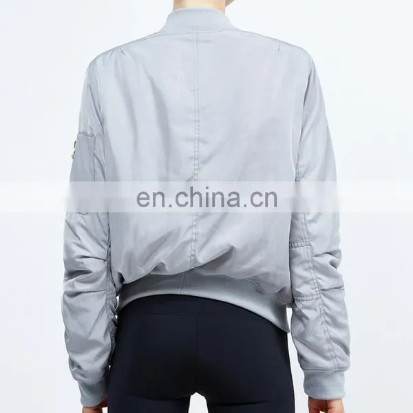 Bomber Custom Gym Hooded Outdoor Sport Polyester Zip Yoga Windproof China Coat OEM Bamboo Cotton New Women Winter Jacket photo-2