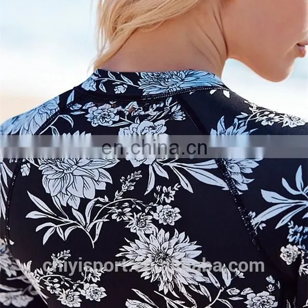 2017 Tropical Printing Women Sexy One Piece Long Sleeve Rashguard OEM photo-4