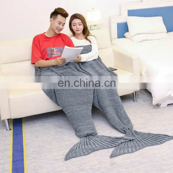 100% Acrylic Knitted Soft Mermaid Tail Blanket photo-6