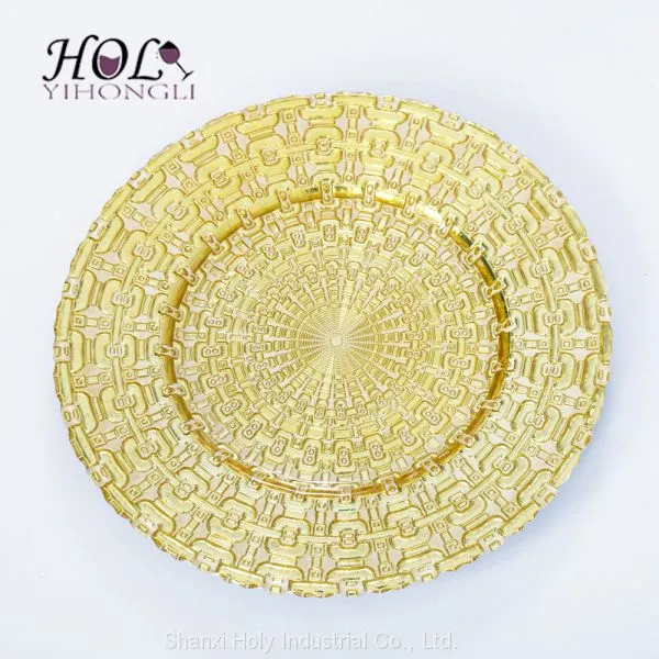 Factory Cheap Wholesale Gold Charger Plates High Quality Glass Dinner Plates