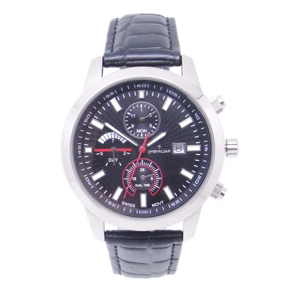 Stainless Steel Chronograph Watches Man Genuine Leather Multi-Function Watch photo-5