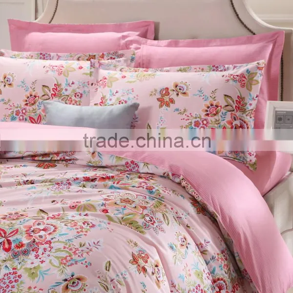 China Products Pink Floral Printed Pillowcase Super King Bedding Comforter Sets Dubai Bed Cover Set photo-3