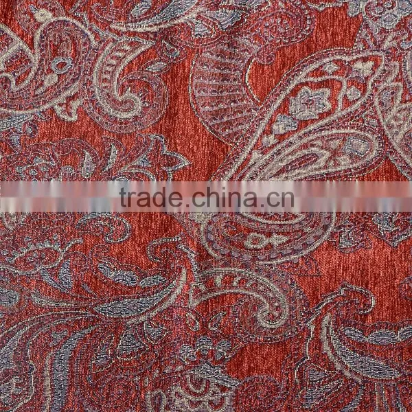 Red Jacquard Sofa Fabric Polyester Microfiber Fabric photo-3