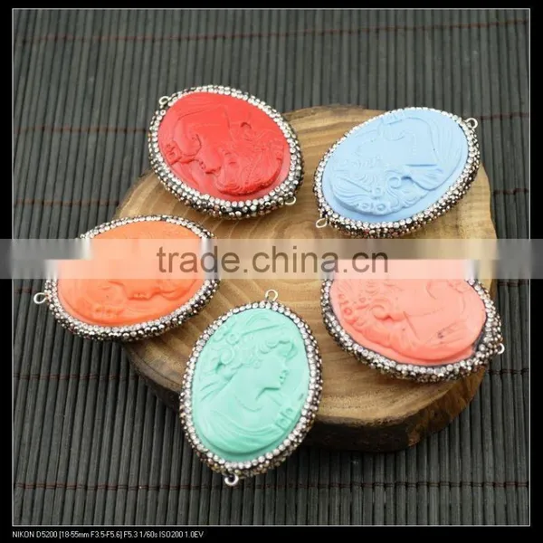 Wholesale LFD-0030B Mixed Color Cameo Pave Rhinestone Crystal Connector Beads Jewelry Making photo-3