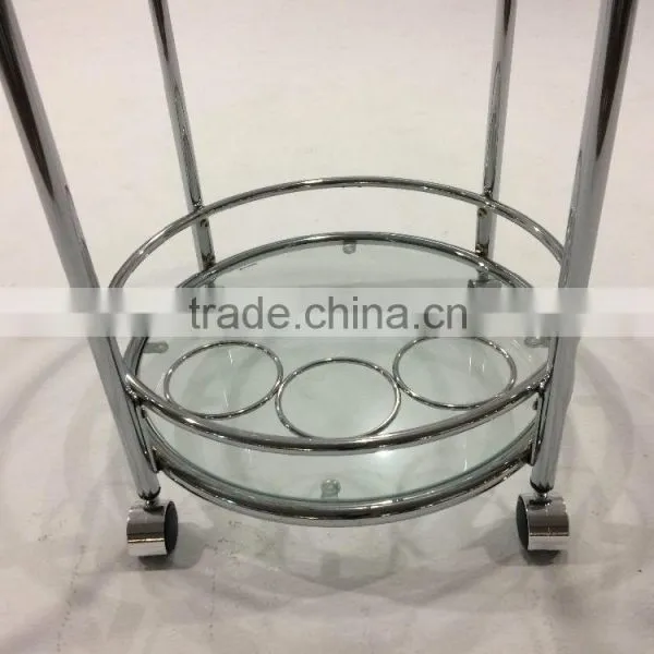 Modern Trolley/ Round Metal Glass Serving Cart photo-3